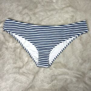 J Crew Textured Hipster Bikini Bottom Blue Stripe Swimwear